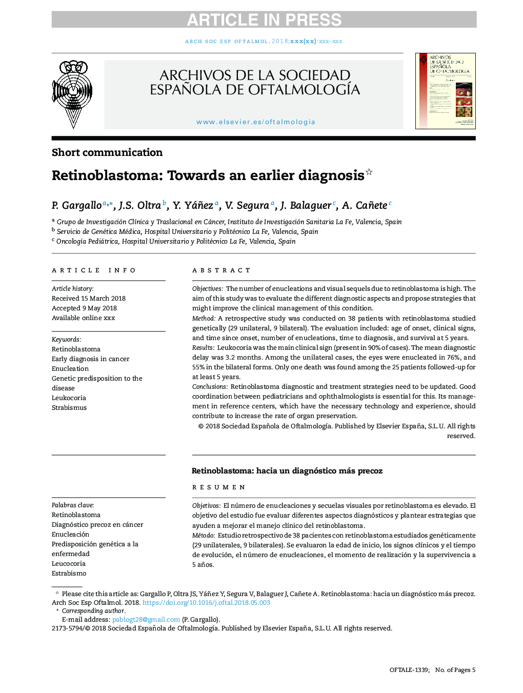 Retinoblastoma: Towards an earlier diagnosis