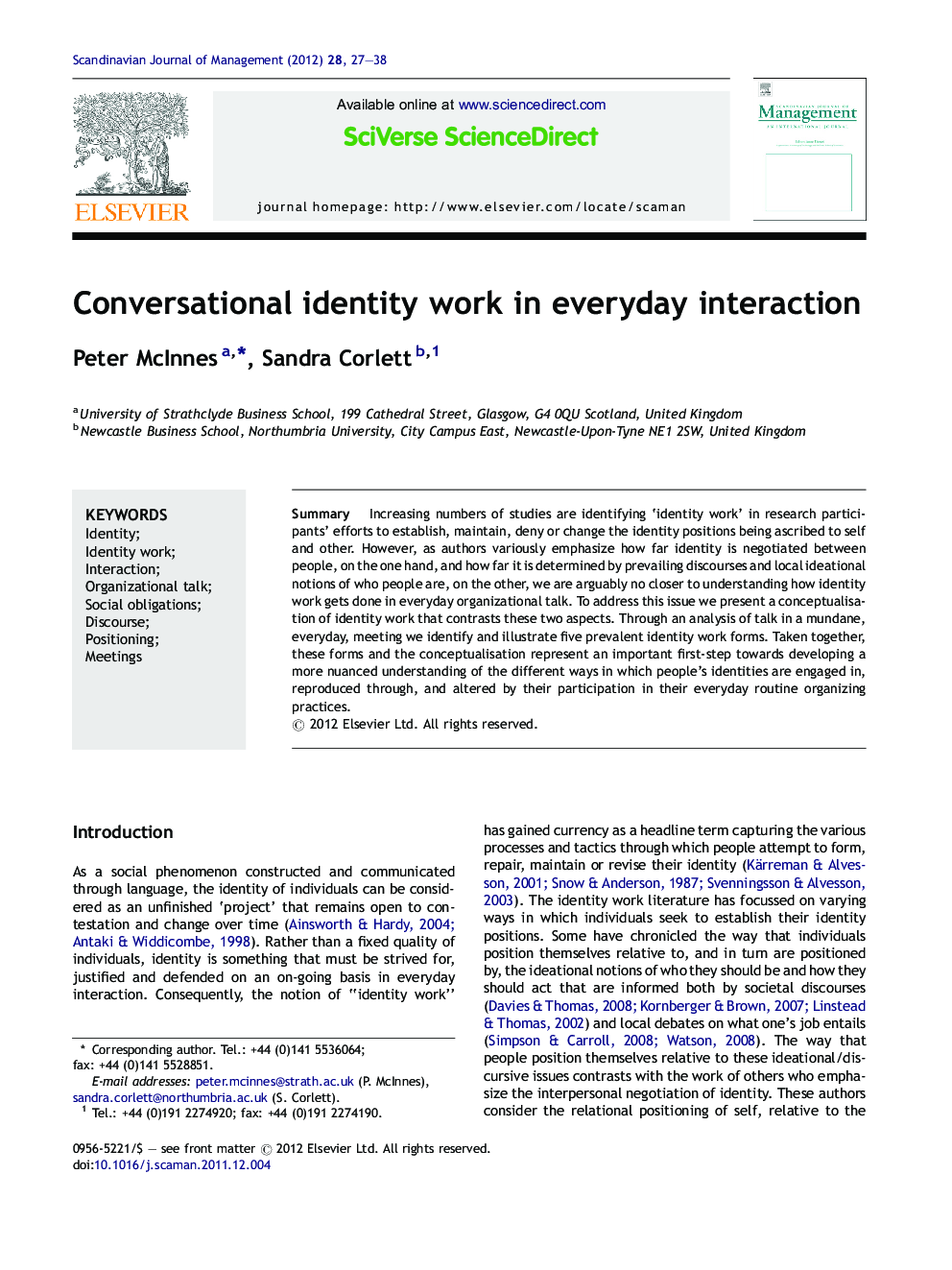 Conversational identity work in everyday interaction