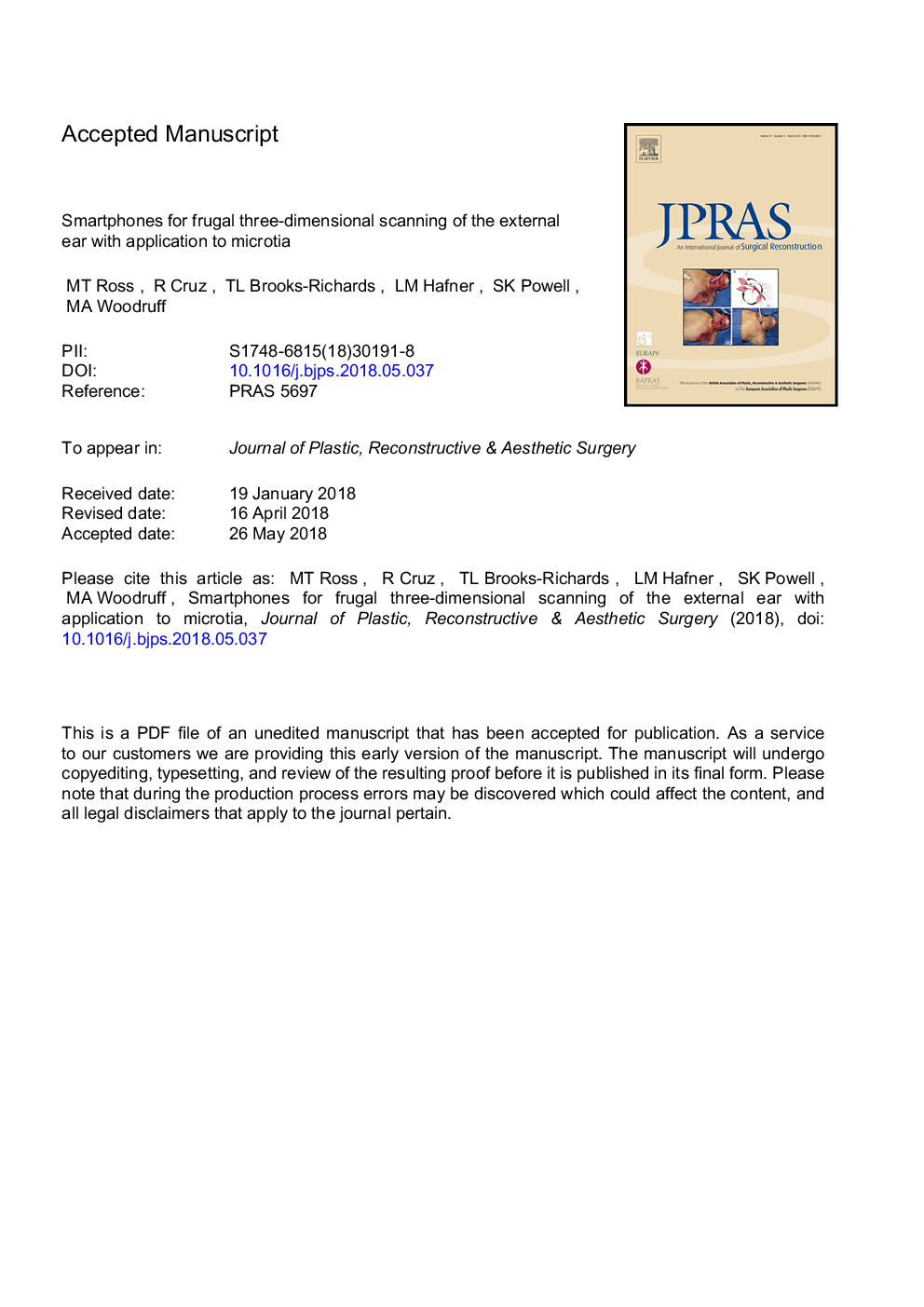 Smartphones for frugal three-dimensional scanning of the external ear with application to microtiaâ