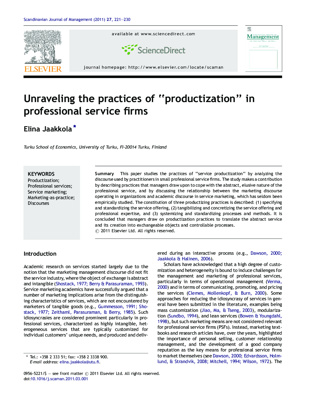 Unraveling the practices of “productization” in professional service firms