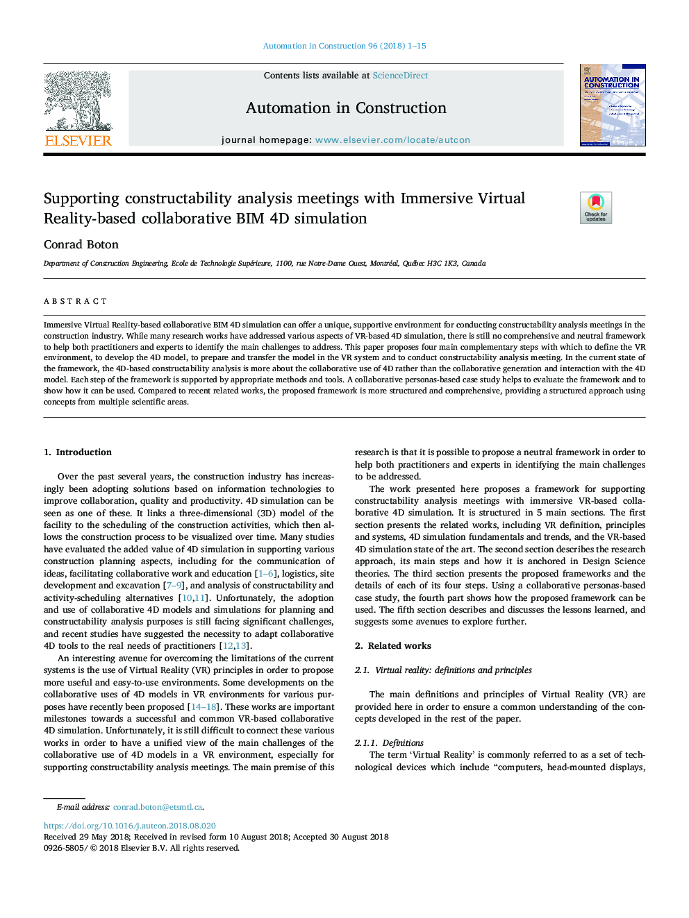 Supporting constructability analysis meetings with Immersive Virtual Reality-based collaborative BIM 4D simulation