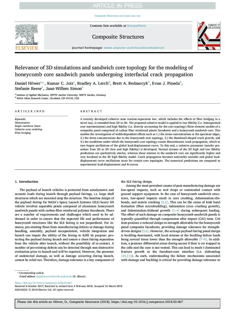 Relevance of 3D simulations and sandwich core topology for the modeling of honeycomb core sandwich panels undergoing interfacial crack propagation