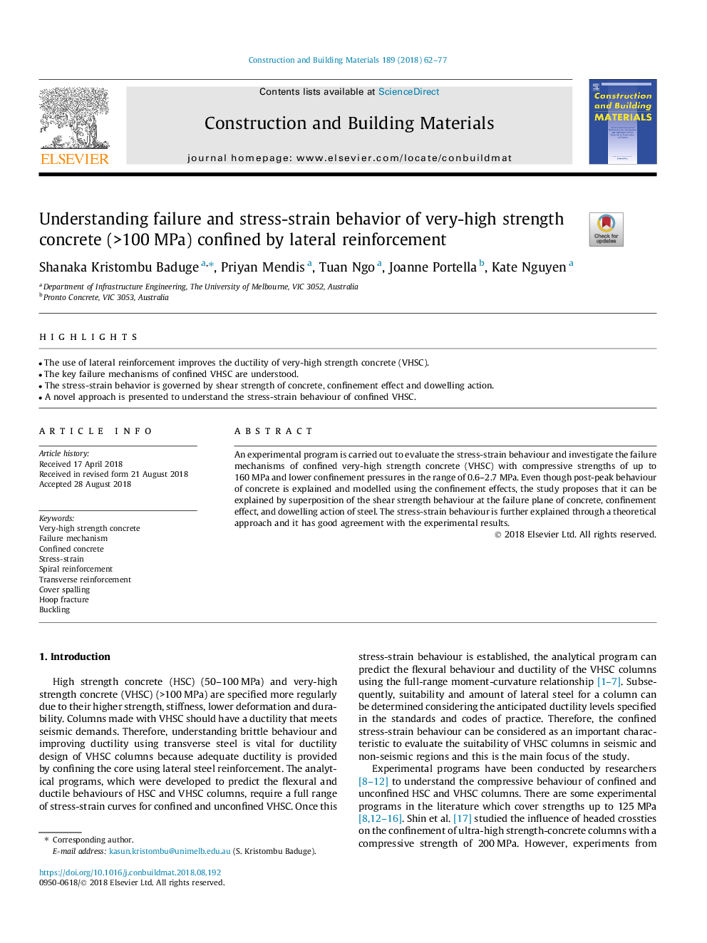 Understanding failure and stress-strain behavior of very-high strength concrete (>100â¯MPa) confined by lateral reinforcement