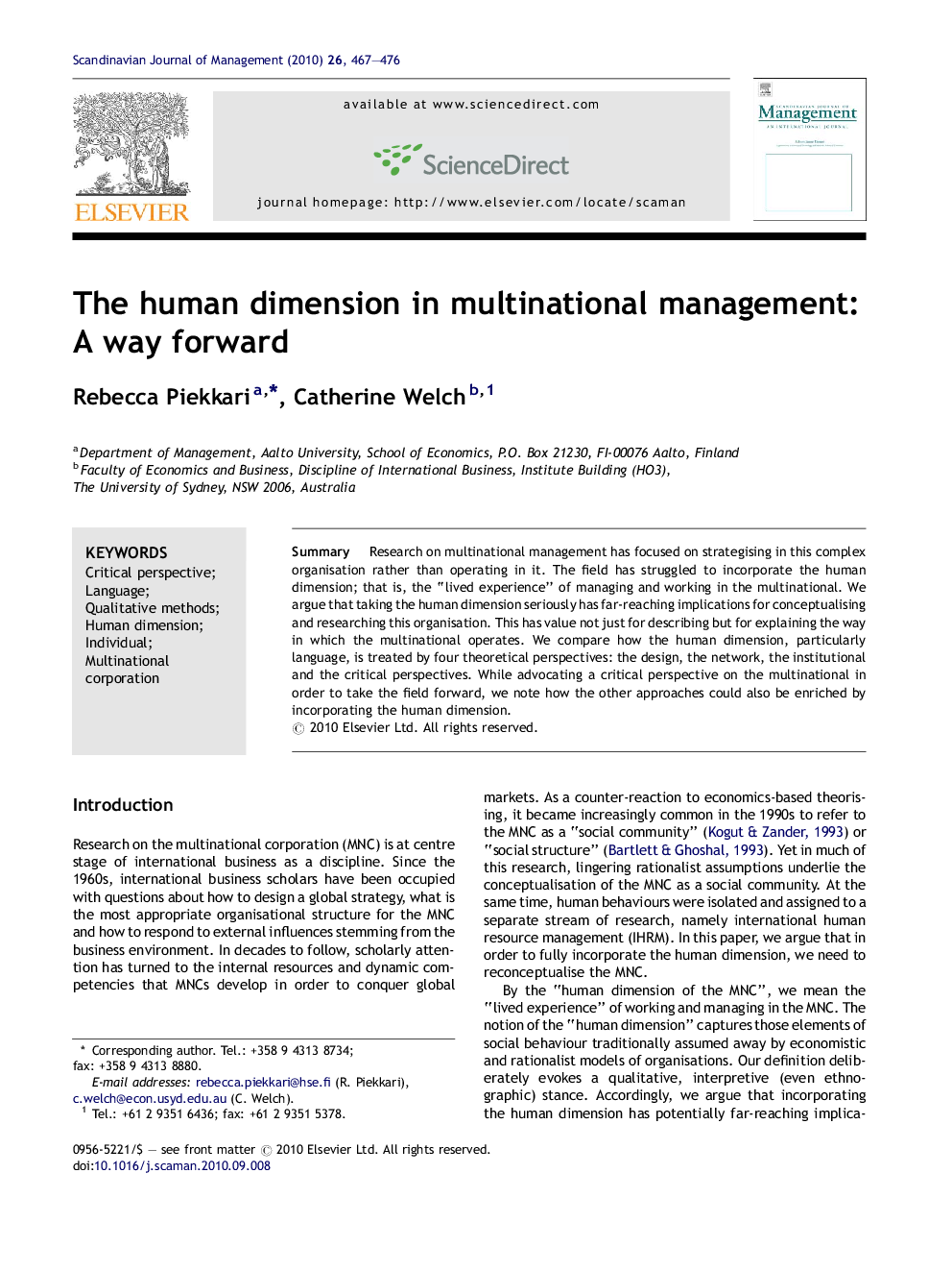 The human dimension in multinational management: A way forward