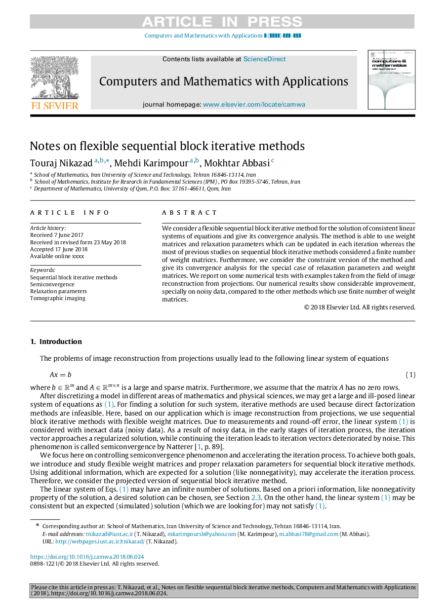 Notes on flexible sequential block iterative methods