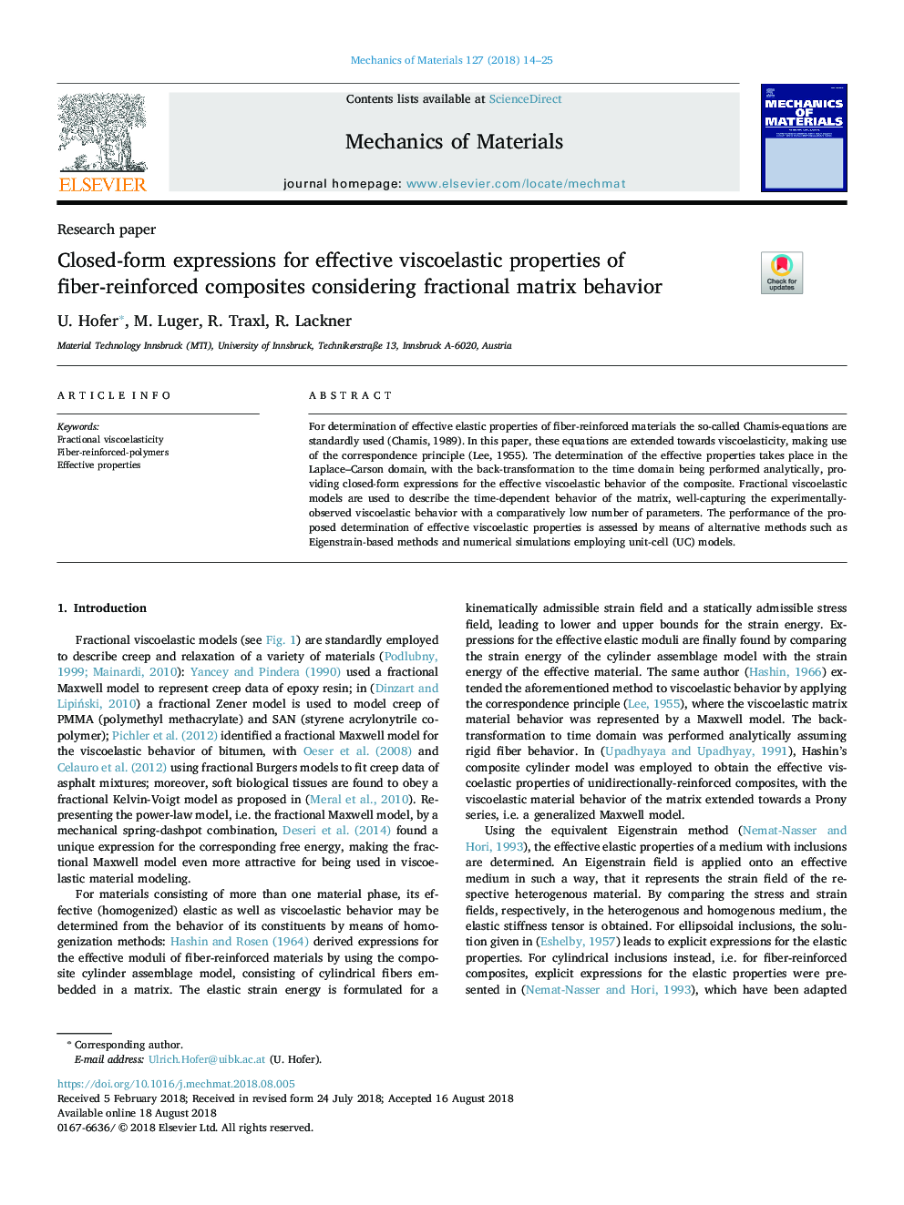 Closed-form expressions for effective viscoelastic properties of fiber-reinforced composites considering fractional matrix behavior