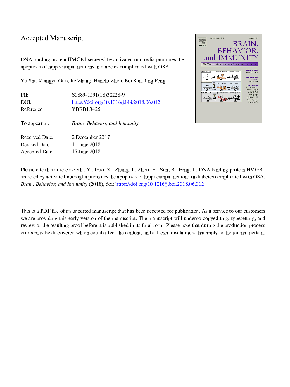 DNA binding protein HMGB1 secreted by activated microglia promotes the apoptosis of hippocampal neurons in diabetes complicated with OSA