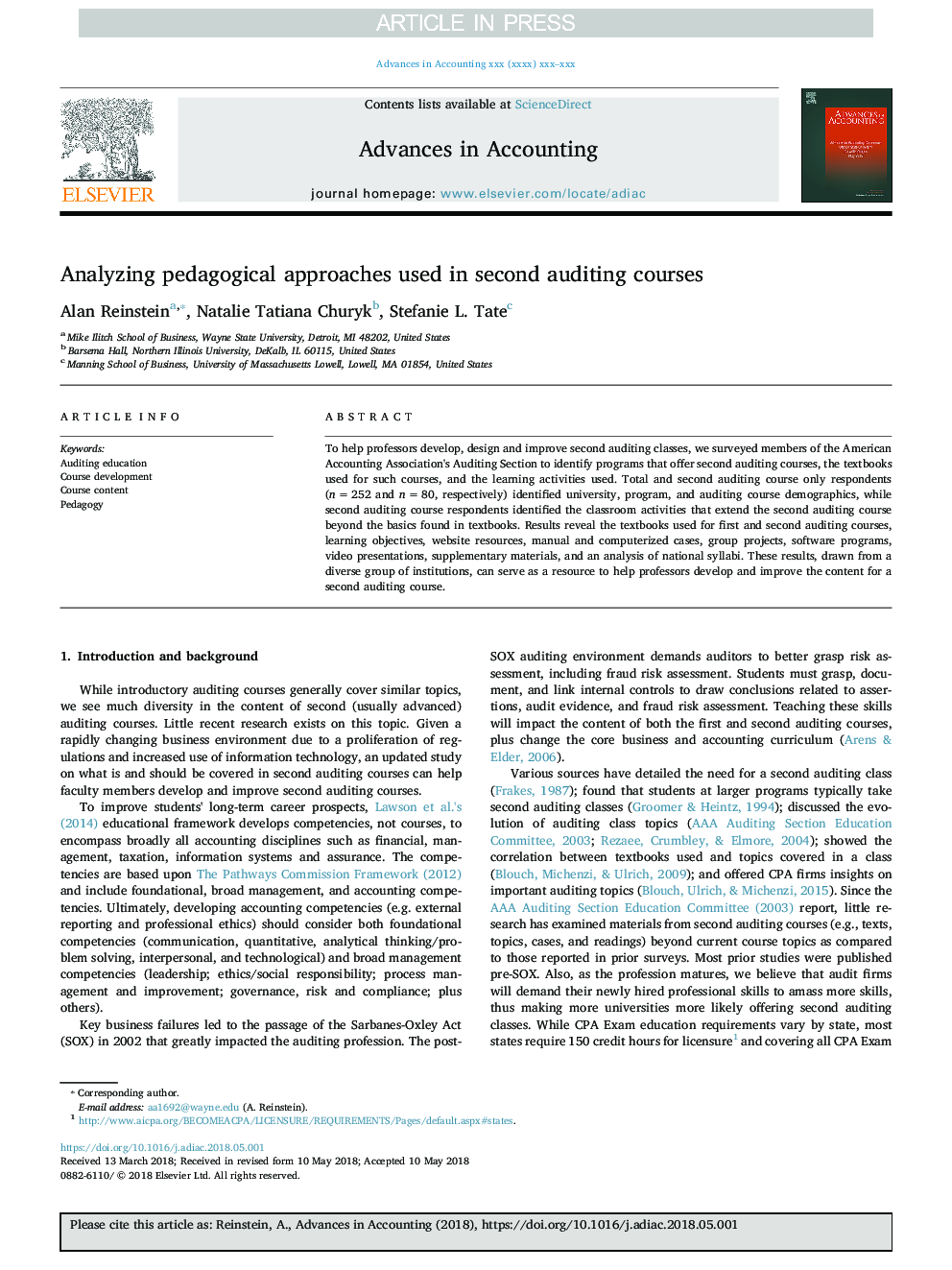 Analyzing pedagogical approaches used in second auditing courses