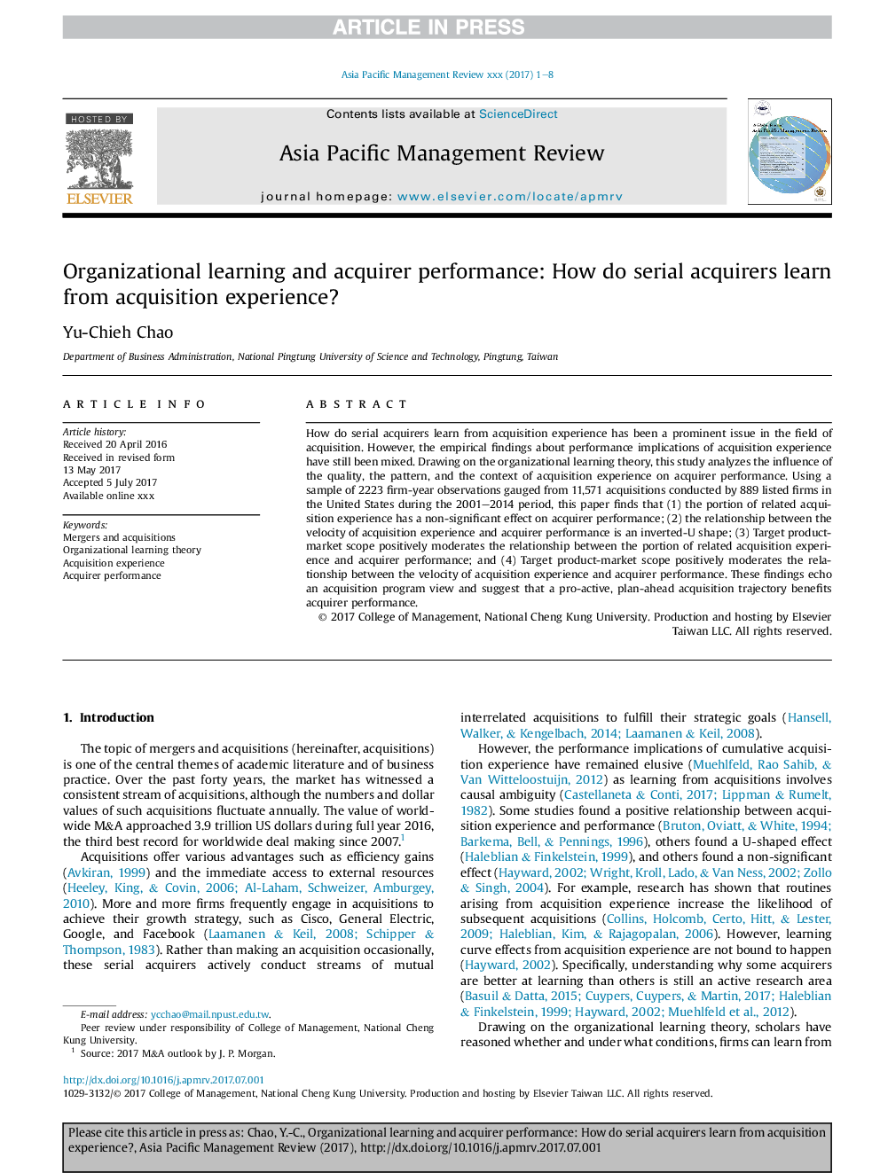 Organizational learning and acquirer performance: How do serial acquirers learn from acquisition experience?