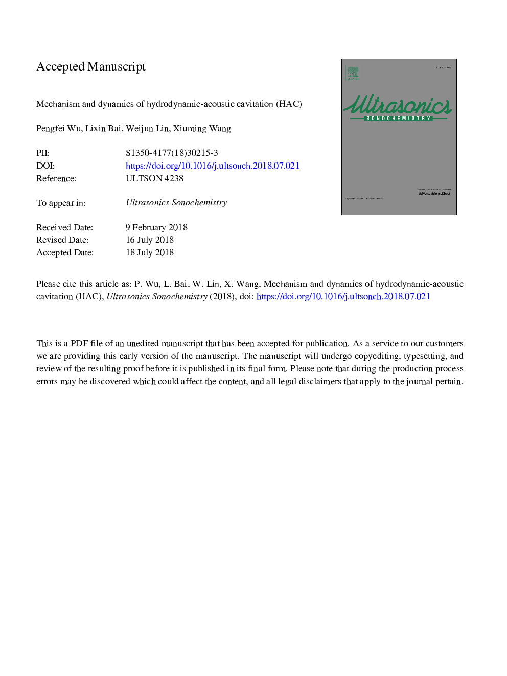 Mechanism and dynamics of hydrodynamic-acoustic cavitation (HAC)