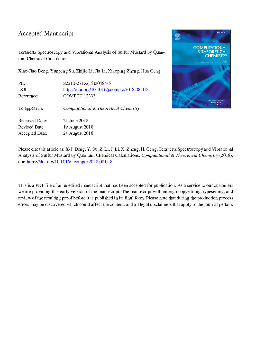 Terahertz spectroscopy and vibrational analysis of sulfur mustard by quantum chemical calculations