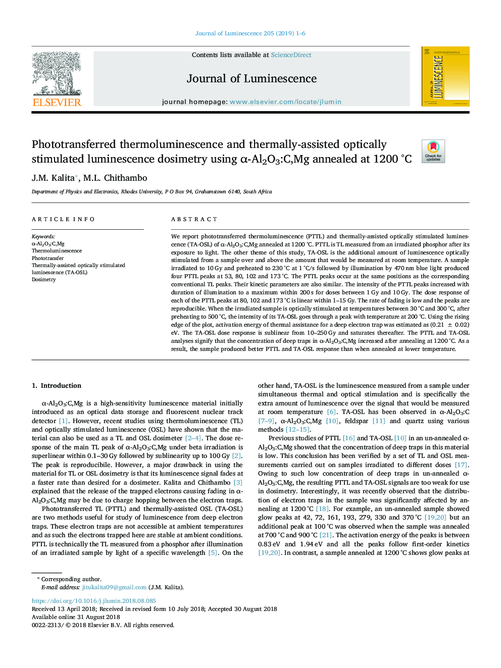 Phototransferred thermoluminescence and thermally-assisted optically stimulated luminescence dosimetry using Î±-Al2O3:C,Mg annealed at 1200â¯Â°C