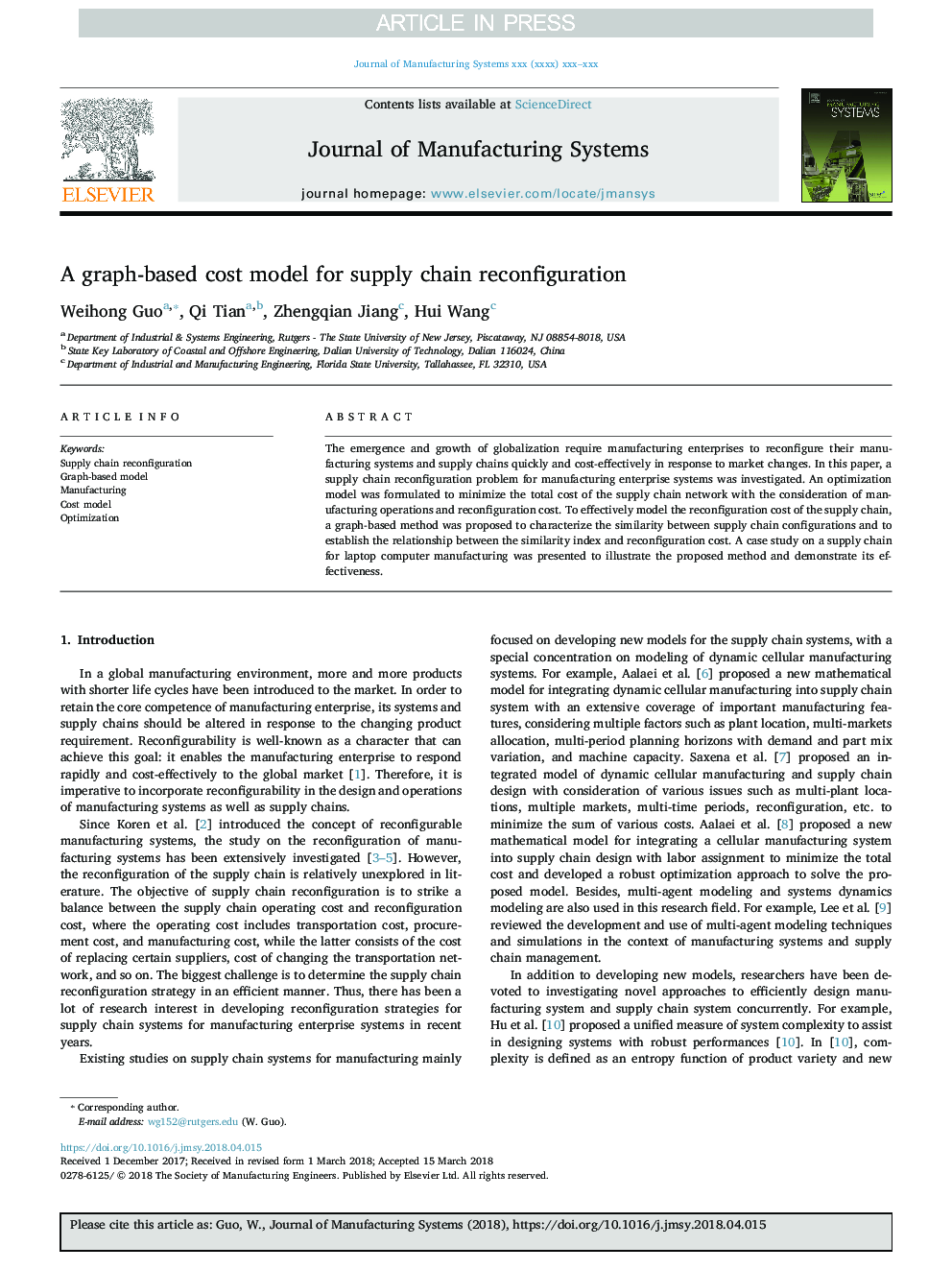 A graph-based cost model for supply chain reconfiguration