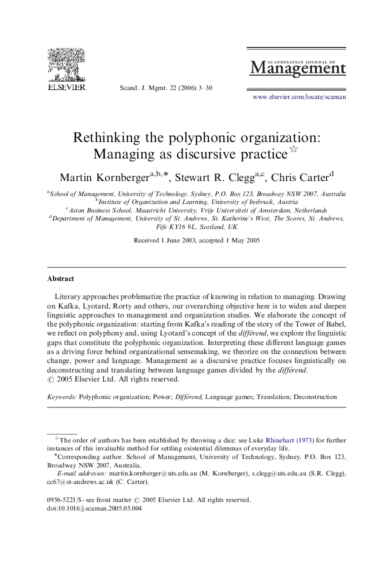 Rethinking the polyphonic organization: Managing as discursive practice 