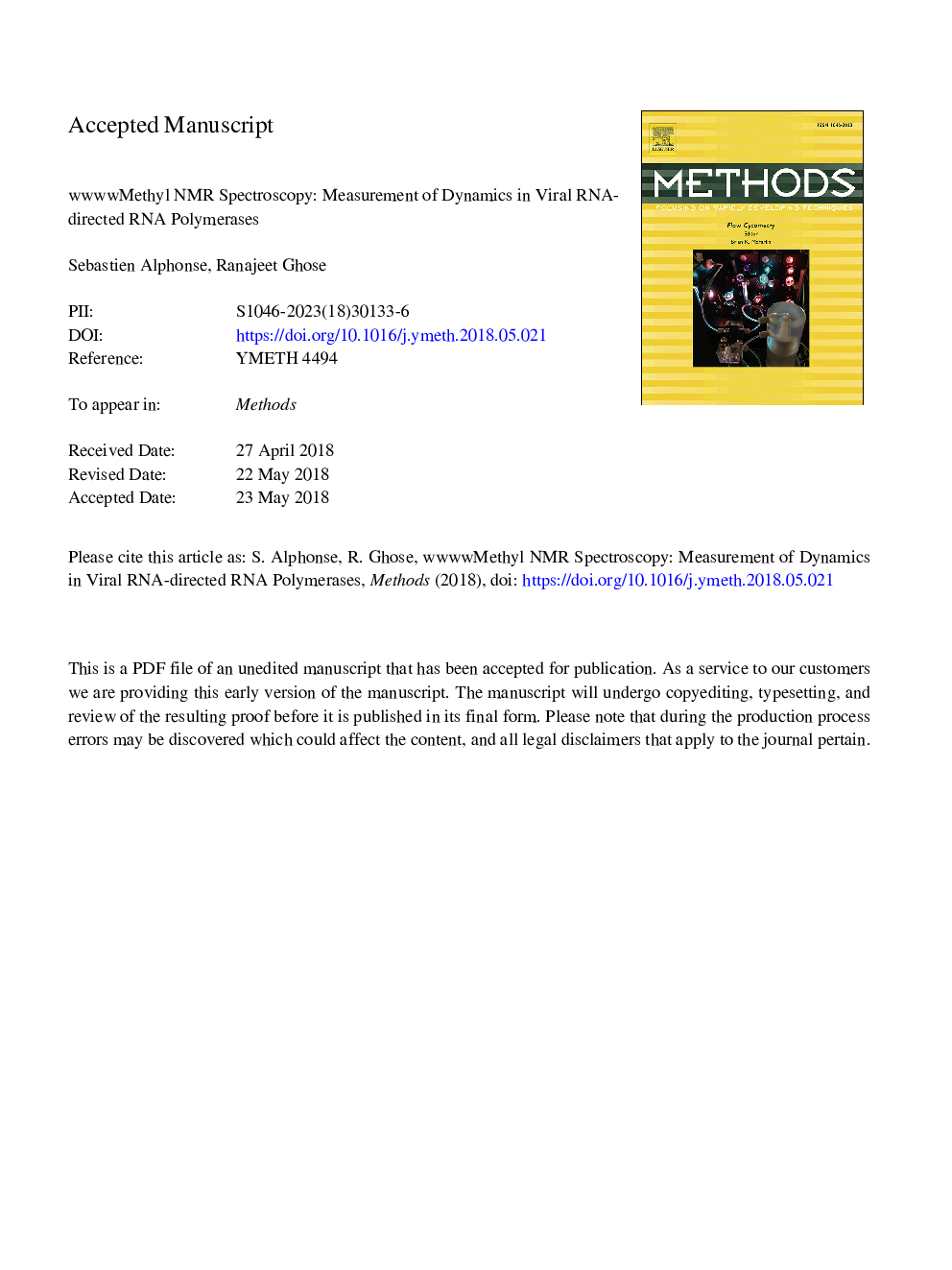 Methyl NMR spectroscopy: Measurement of dynamics in viral RNA-directed RNA polymerases