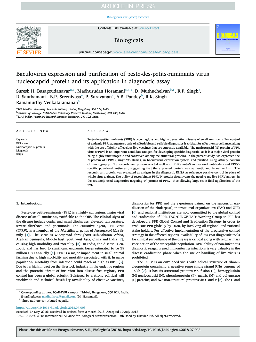 Baculovirus expression and purification of peste-des-petits-ruminants virus nucleocapsid protein and its application in diagnostic assay