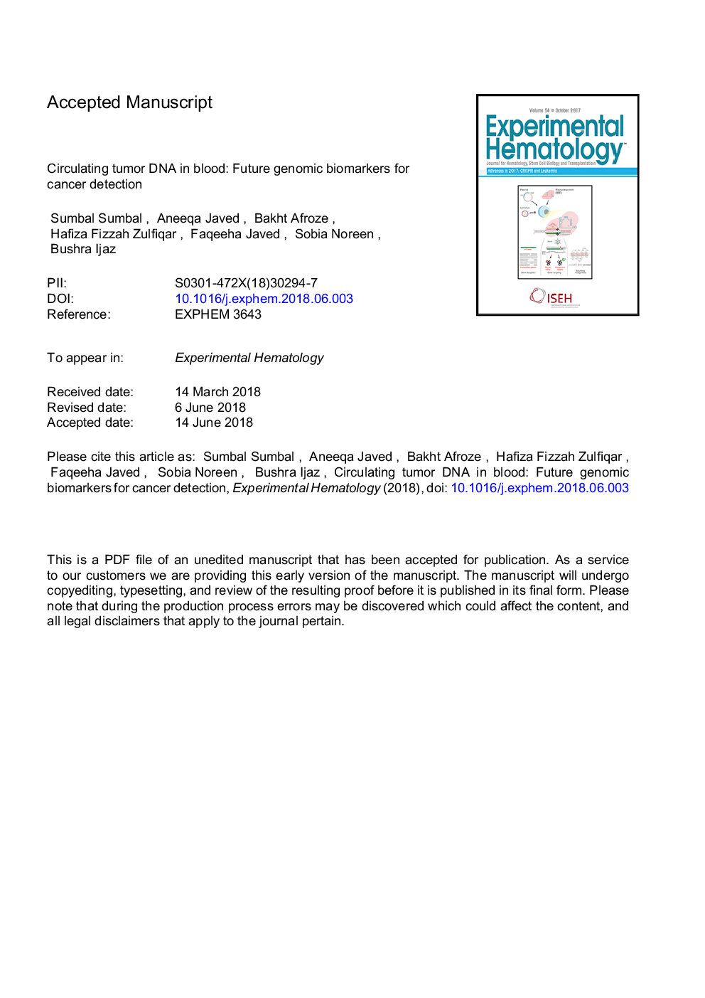 Circulating tumor DNA in blood: Future genomic biomarkers for cancer detection