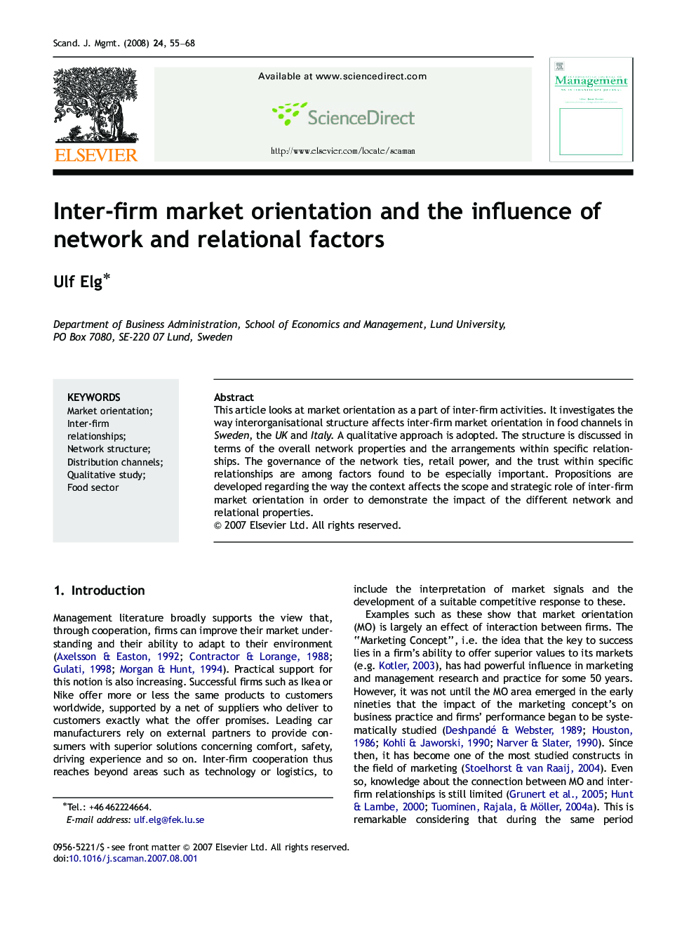 Inter-firm market orientation and the influence of network and relational factors