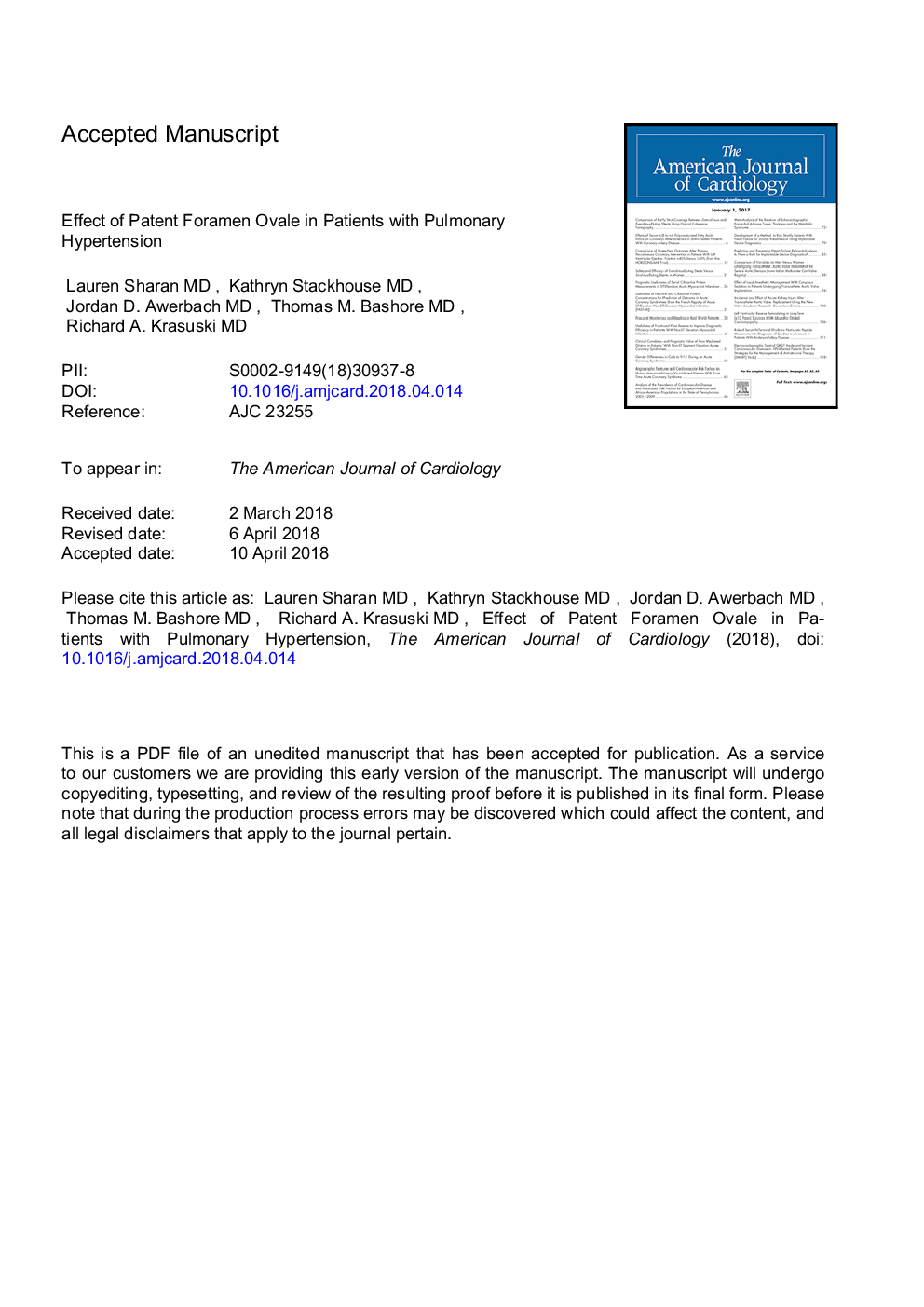 عکس صفحه اول مقاله: Effect of Patent Foramen Ovale in Patients With Pulmonary Hypertension Effect of Patent Foramen Ovale in Patients With Pulmonary Hypertension