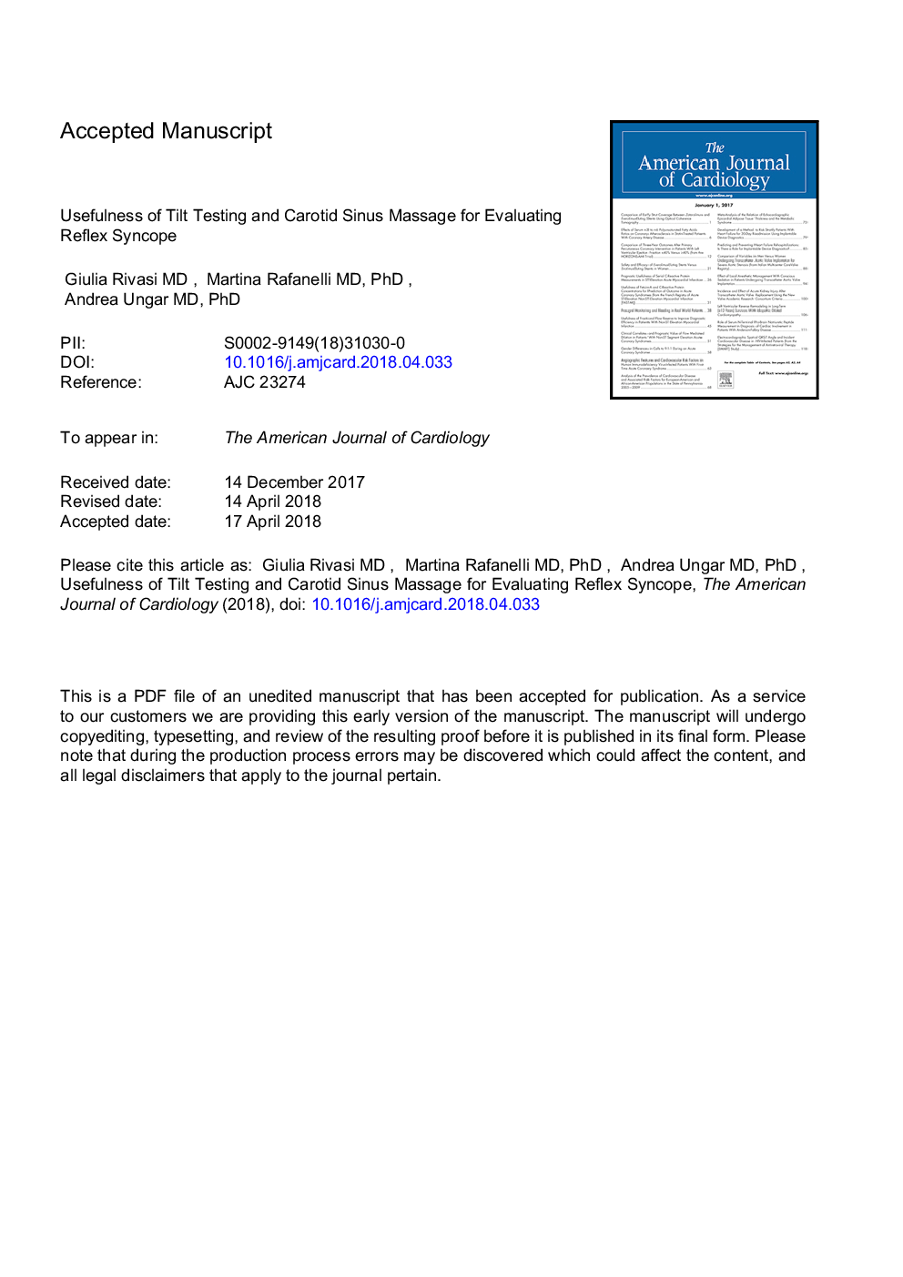 Usefulness of Tilt Testing and Carotid Sinus Massage for Evaluating Reflex Syncope
