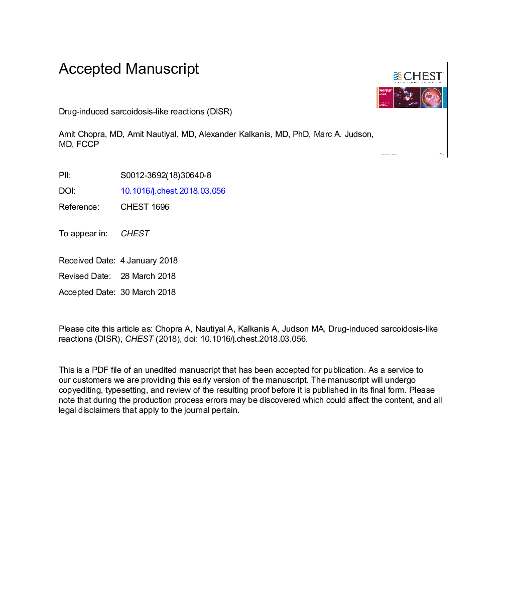 Drug-Induced Sarcoidosis-Like Reactions