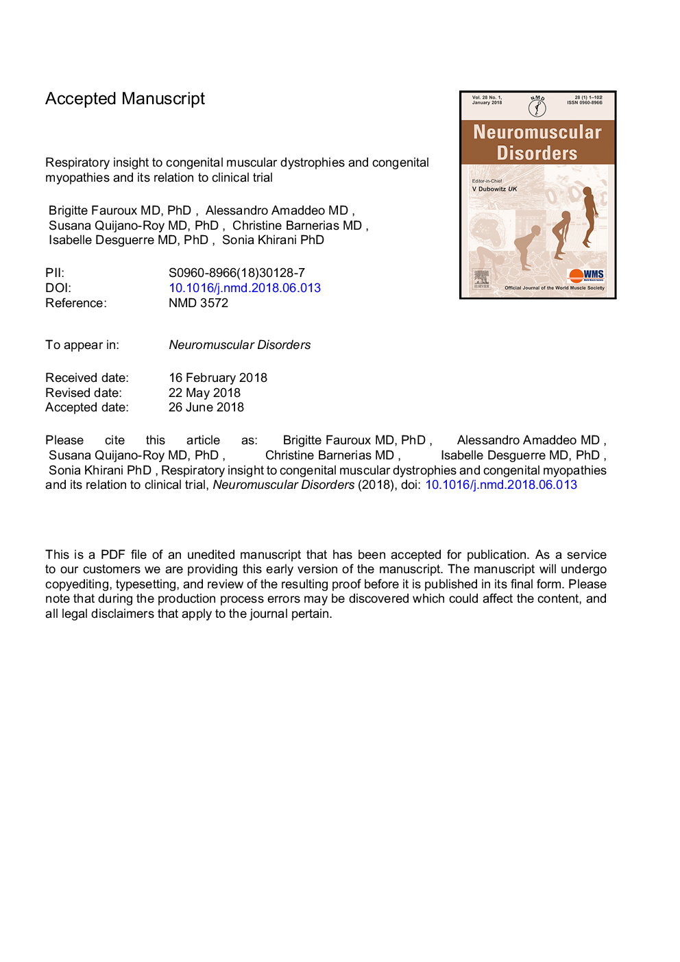 Respiratory insight to congenital muscular dystrophies and congenital myopathies and its relation to clinical trial