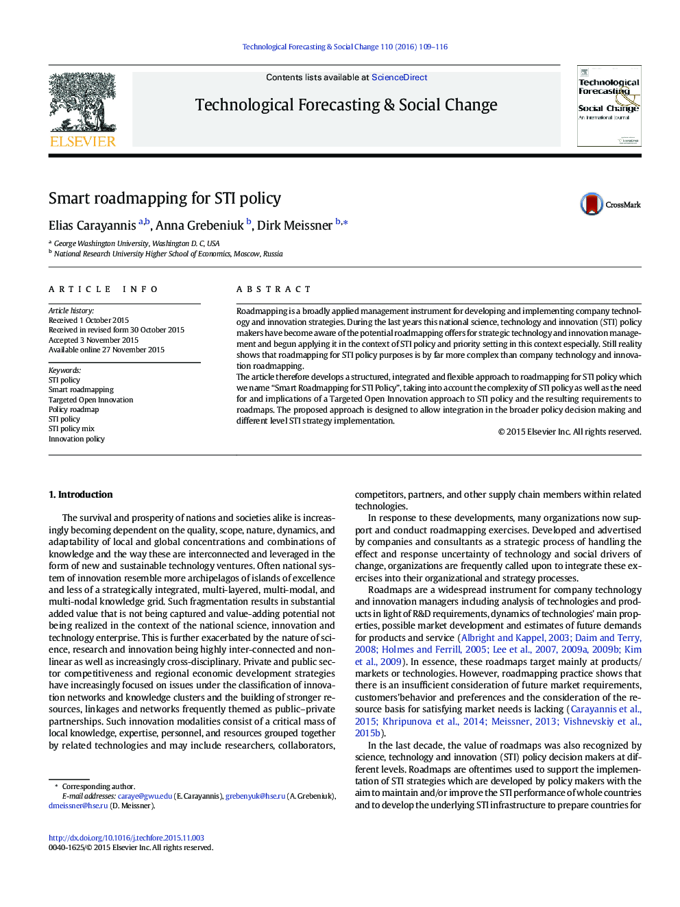 Smart roadmapping for STI policy