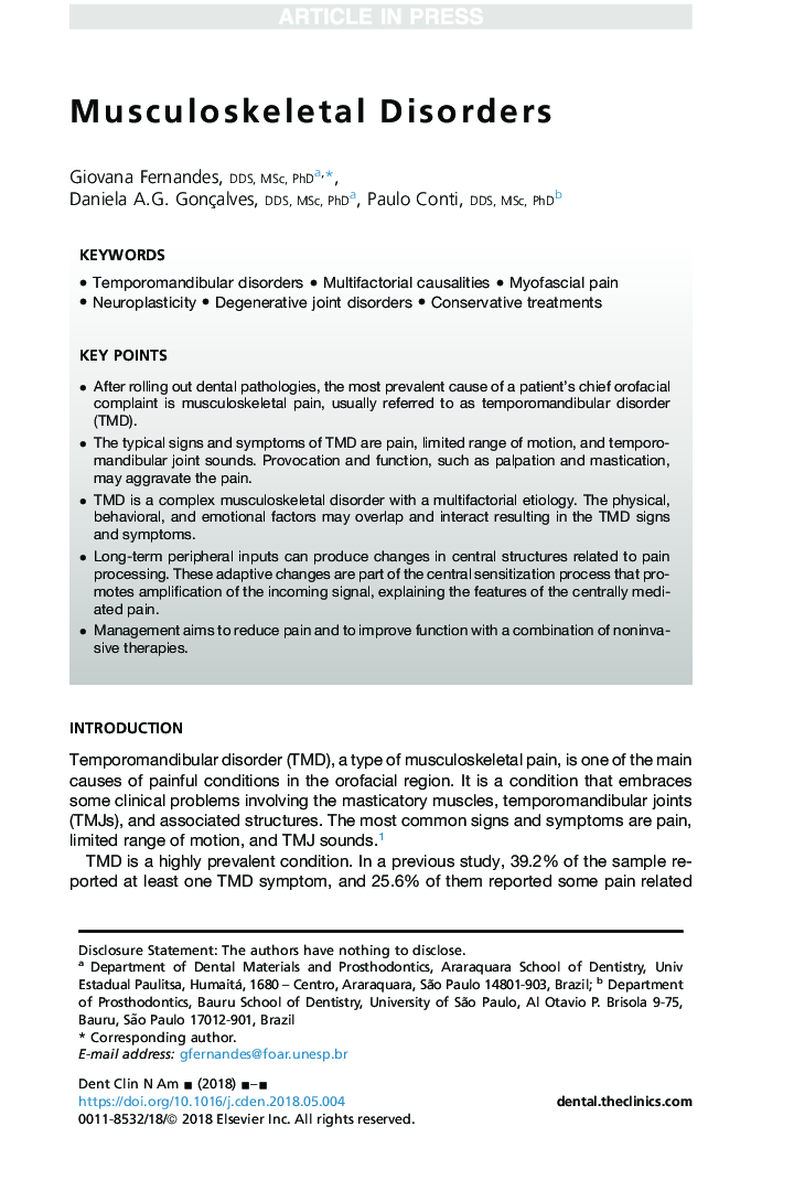 Musculoskeletal Disorders