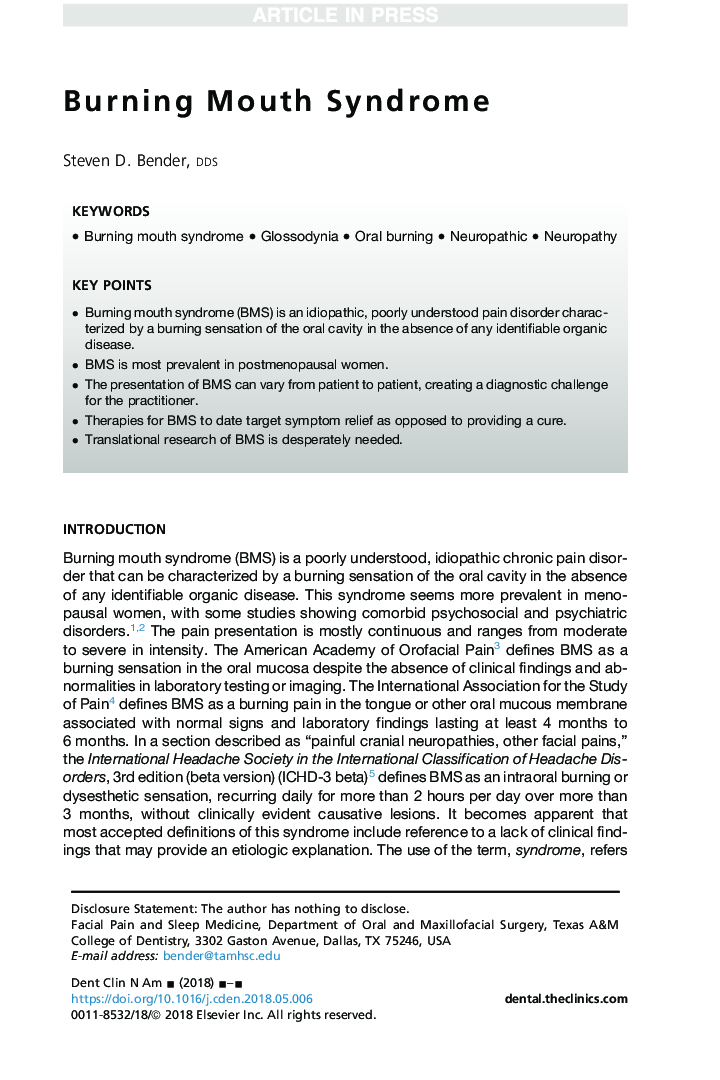 Burning Mouth Syndrome