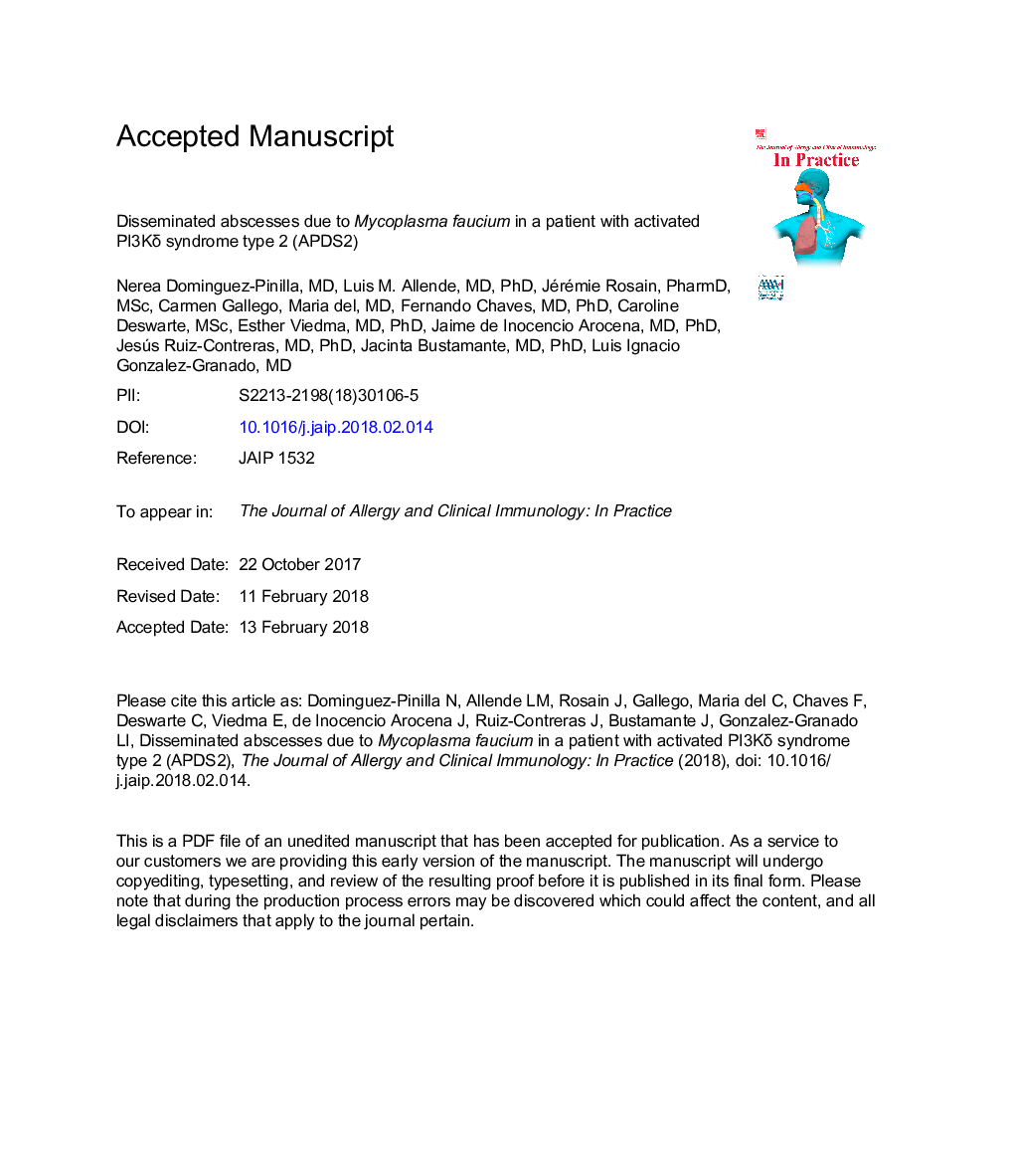 Disseminated abscesses due to Mycoplasma faucium in a patient with activated PI3KÎ´ syndrome type 2