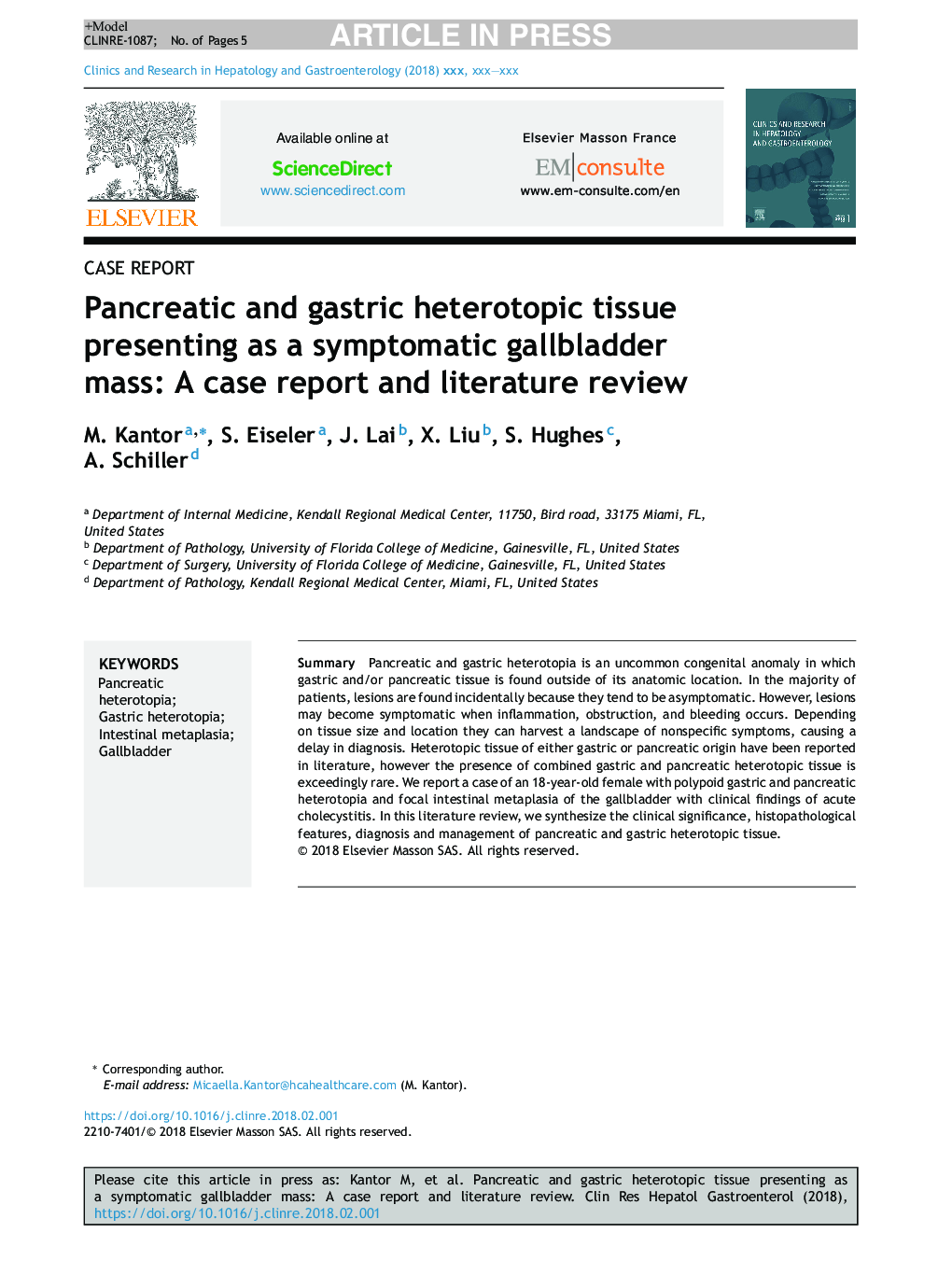 Pancreatic and gastric heterotopic tissue presenting as a symptomatic gallbladder mass: A case report and literature review