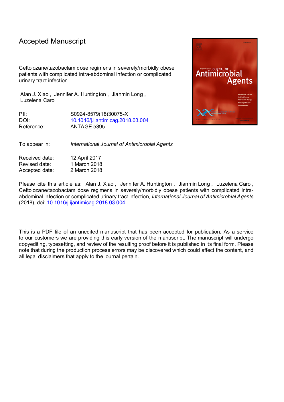 Ceftolozane/tazobactam dose regimens in severely/morbidly obese patients with complicated intra-abdominal infection or complicated urinary tract infection