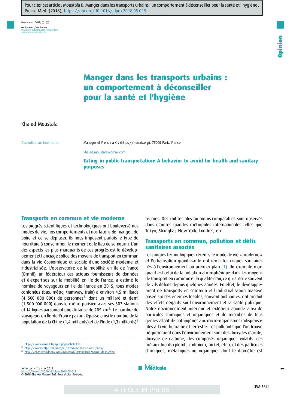 Manger dans les transports urbainsÂ : un comportement Ã  déconseiller pour la santé et l'hygiÃ¨neÂ ?