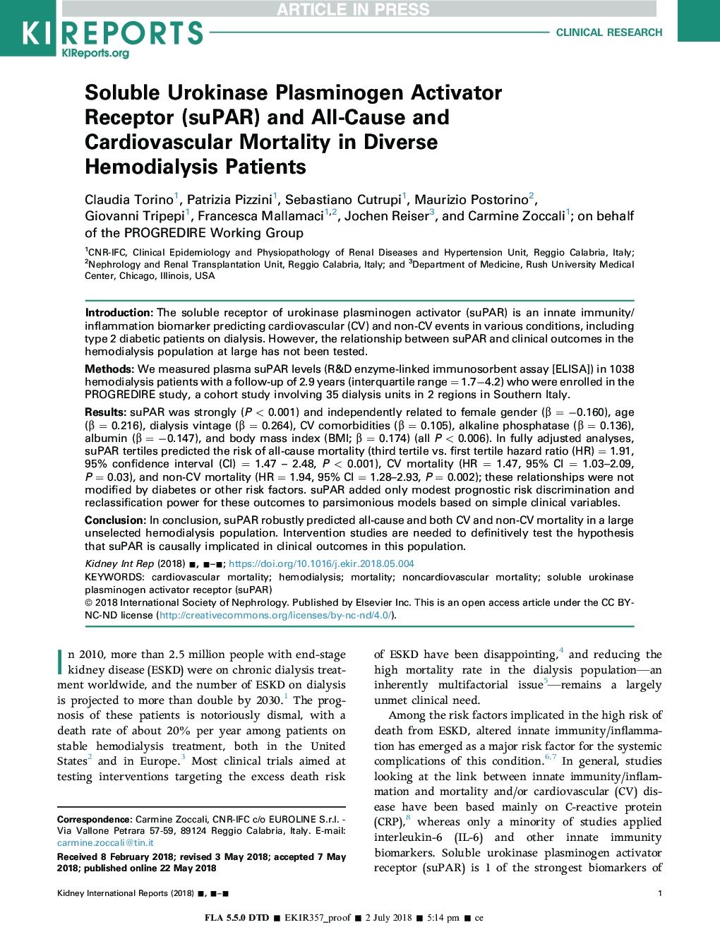 Soluble Urokinase Plasminogen Activator Receptor (suPAR) and All-Cause and Cardiovascular Mortality in Diverse Hemodialysis Patients