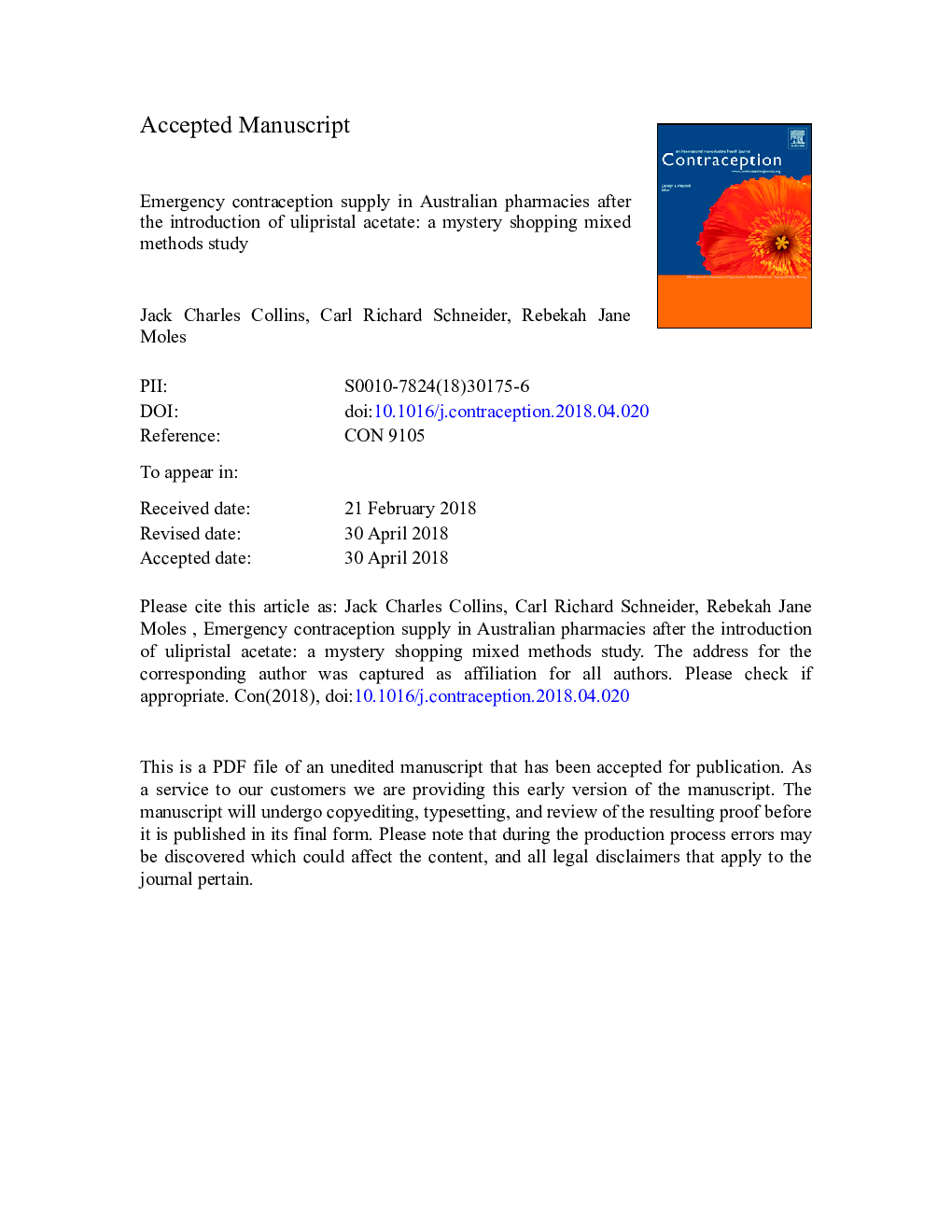 Emergency contraception supply in Australian pharmacies after the introduction of ulipristal acetate: a mystery shopping mixed-methods study