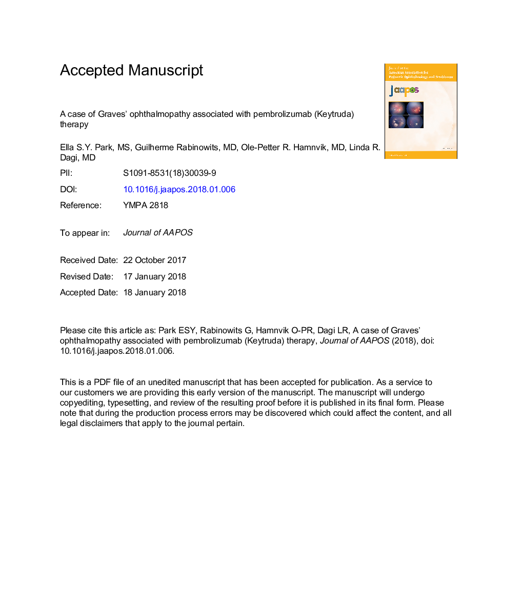 A case of Graves' ophthalmopathy associated with pembrolizumab (Keytruda) therapy