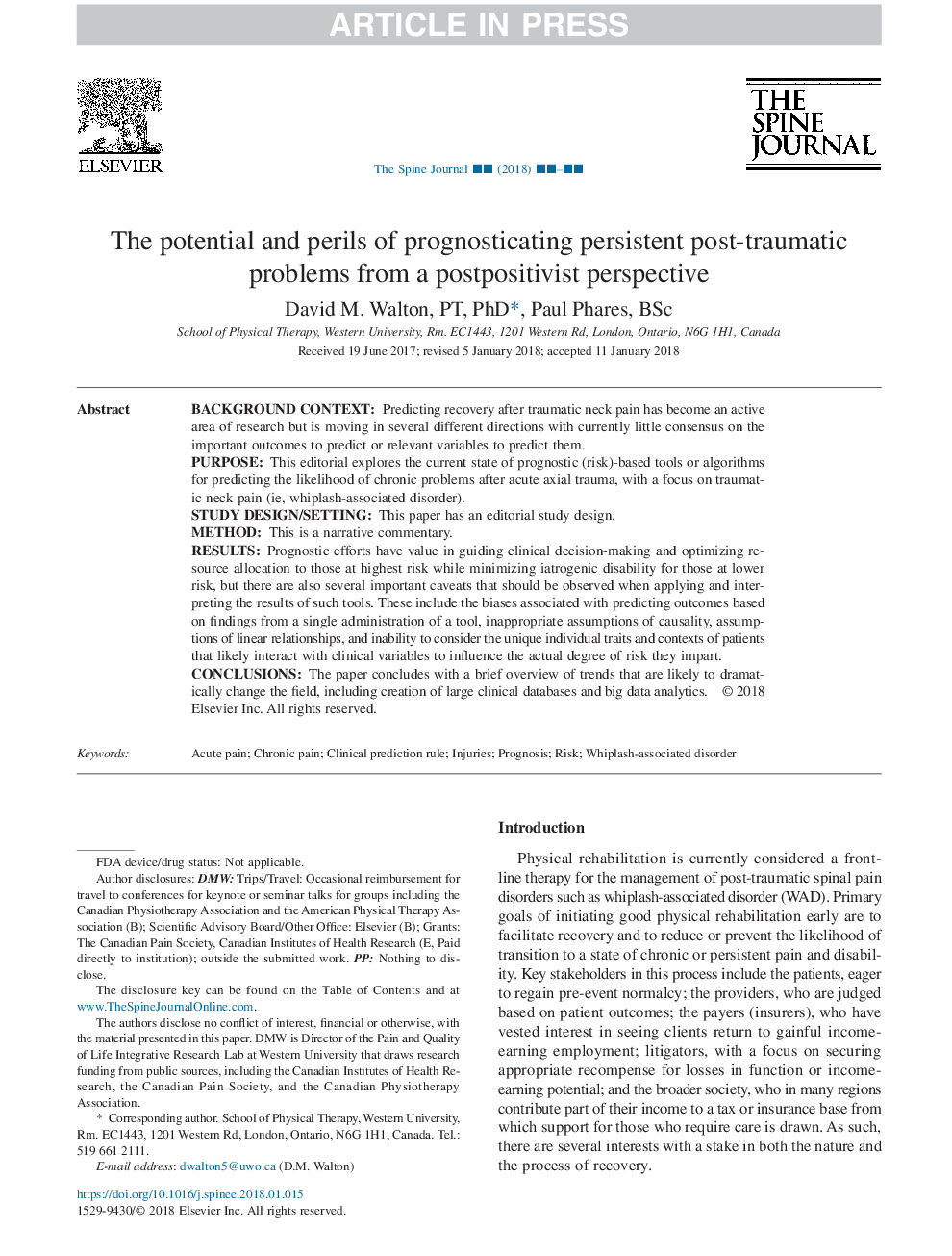 پتانسیل و خطرات احتمالی پیشگیری از مشکلات پسا تروماتیک مداوم از یک دیدگاه پس از پرسپکتیویستی