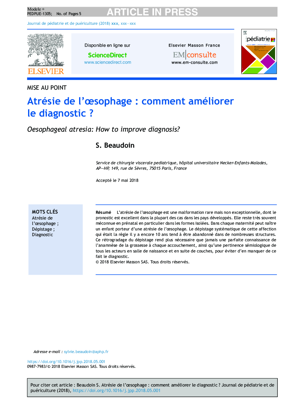 Atrésie de l'ÅsophageÂ : comment améliorer le diagnosticÂ ?