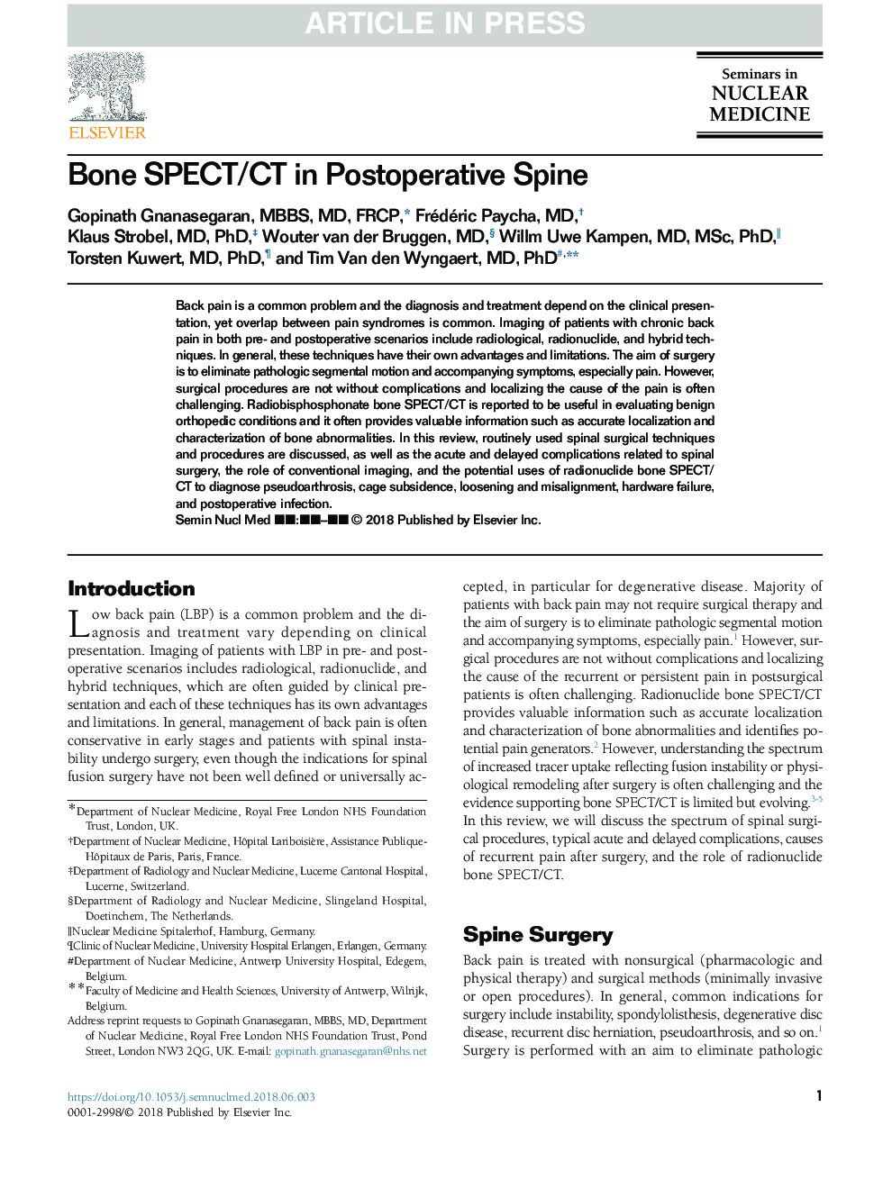 Bone SPECT/CT in Postoperative Spine