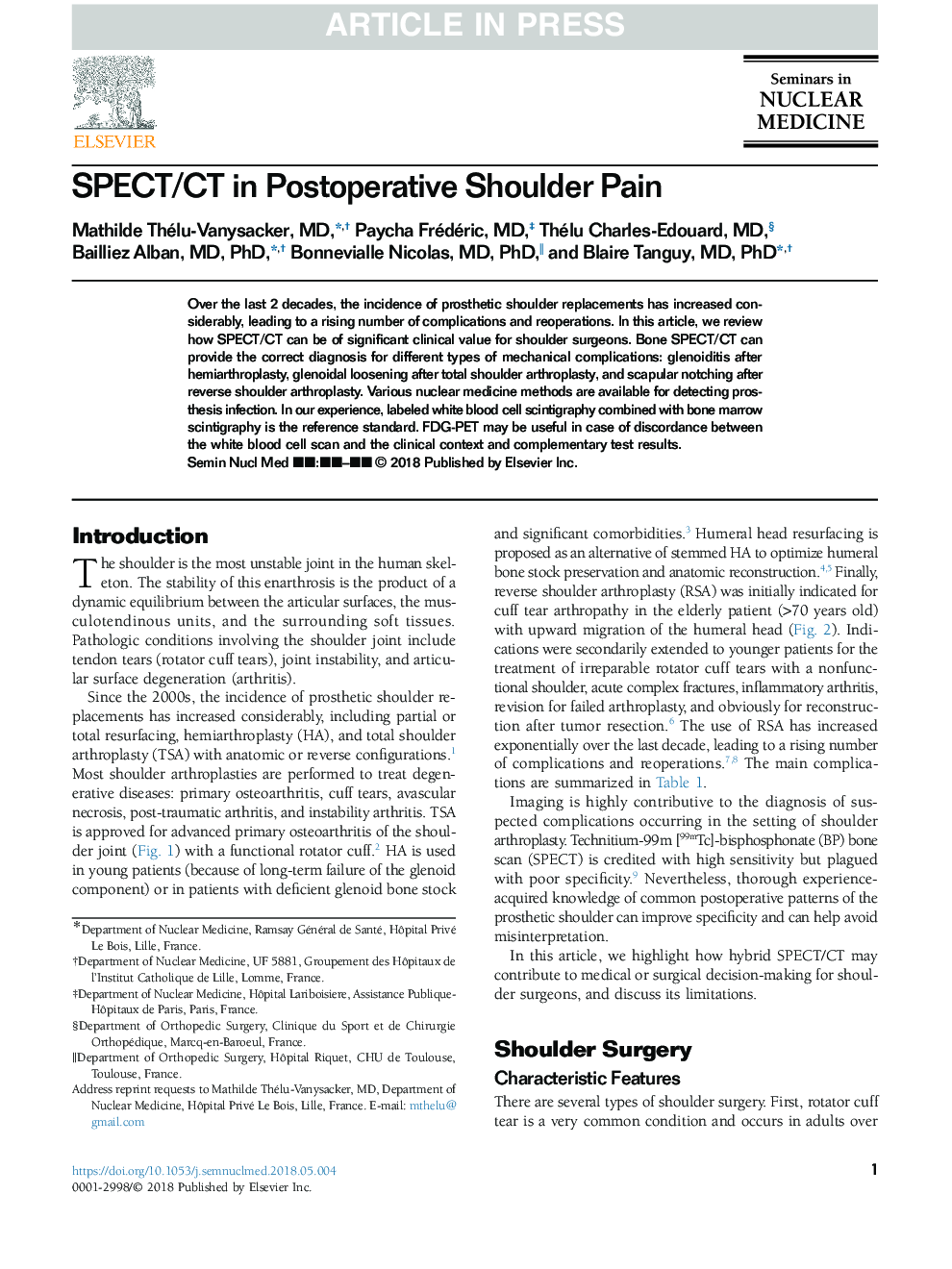 SPECT/CT in Postoperative Shoulder Pain