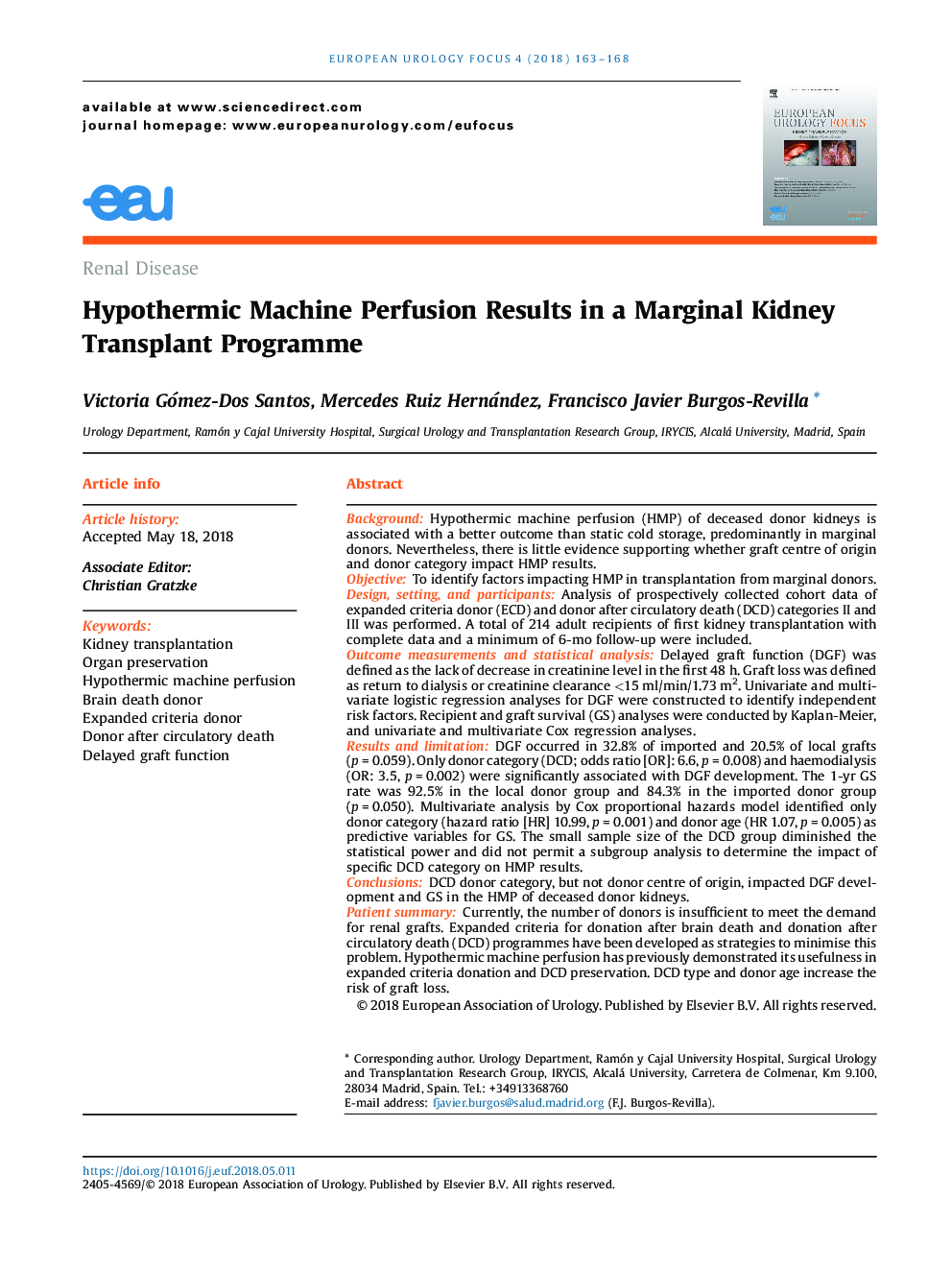 Hypothermic Machine Perfusion Results in a Marginal Kidney Transplant Programme