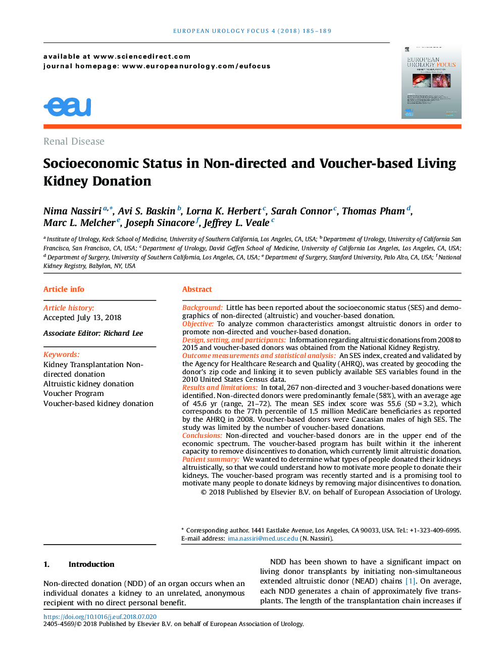 Socioeconomic Status in Non-directed and Voucher-based Living Kidney Donation