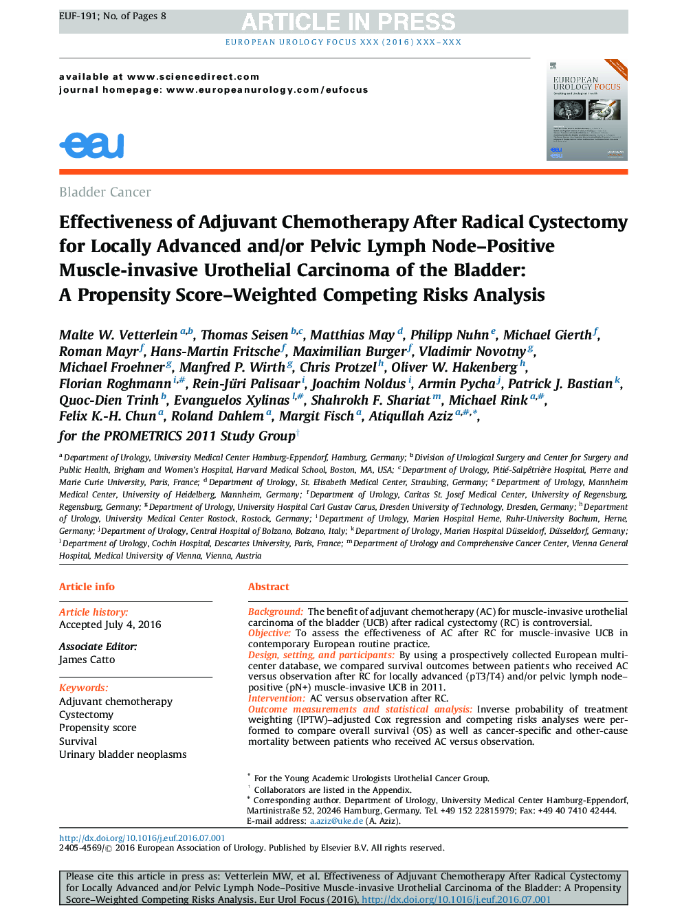 Effectiveness of Adjuvant Chemotherapy After Radical Cystectomy for Locally Advanced and/or Pelvic Lymph Node-Positive Muscle-invasive Urothelial Carcinoma of the Bladder: A Propensity Score-Weighted Competing Risks Analysis