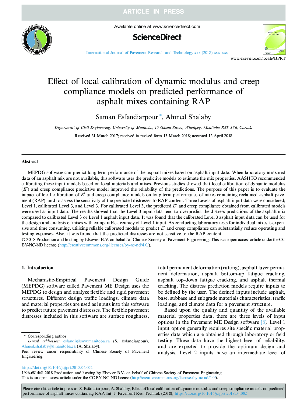 Effect of local calibration of dynamic modulus and creep compliance models on predicted performance of asphalt mixes containing RAP