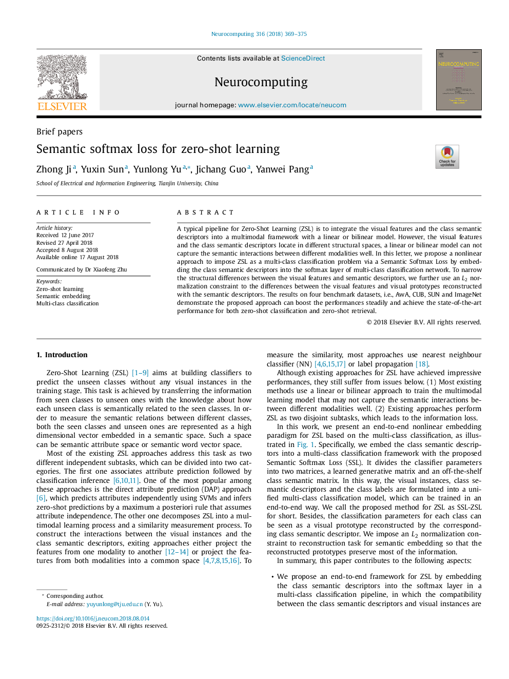 Semantic softmax loss for zero-shot learning