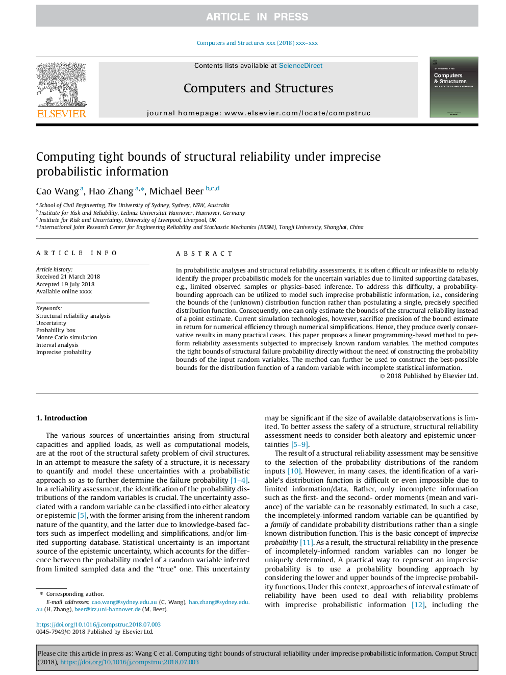 Computing tight bounds of structural reliability under imprecise probabilistic information