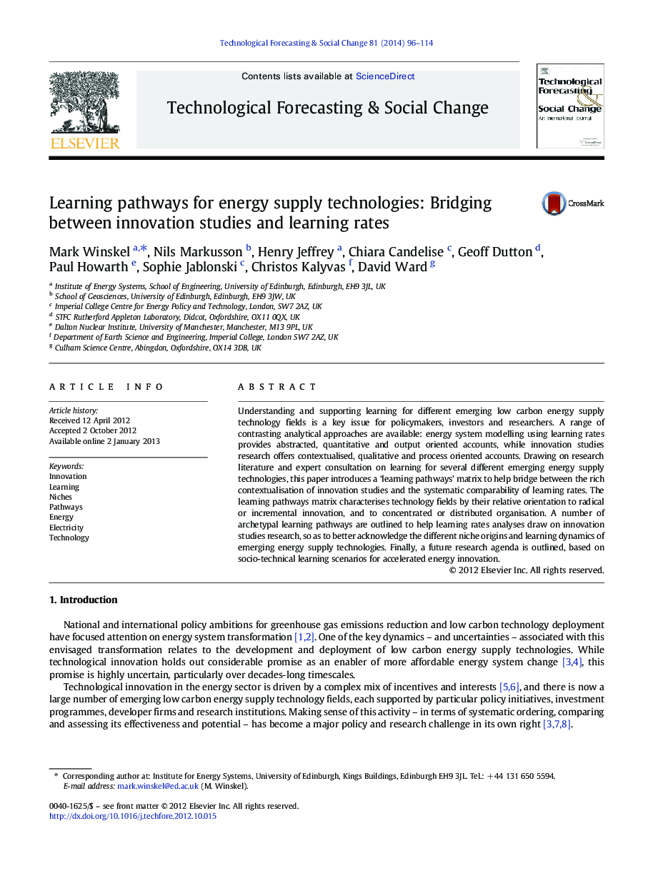 Learning pathways for energy supply technologies: Bridging between innovation studies and learning rates