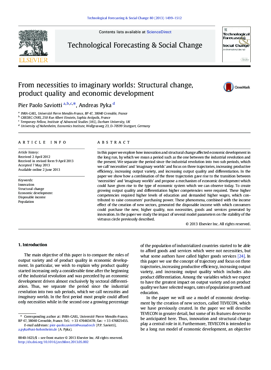 From necessities to imaginary worlds: Structural change, product quality and economic development