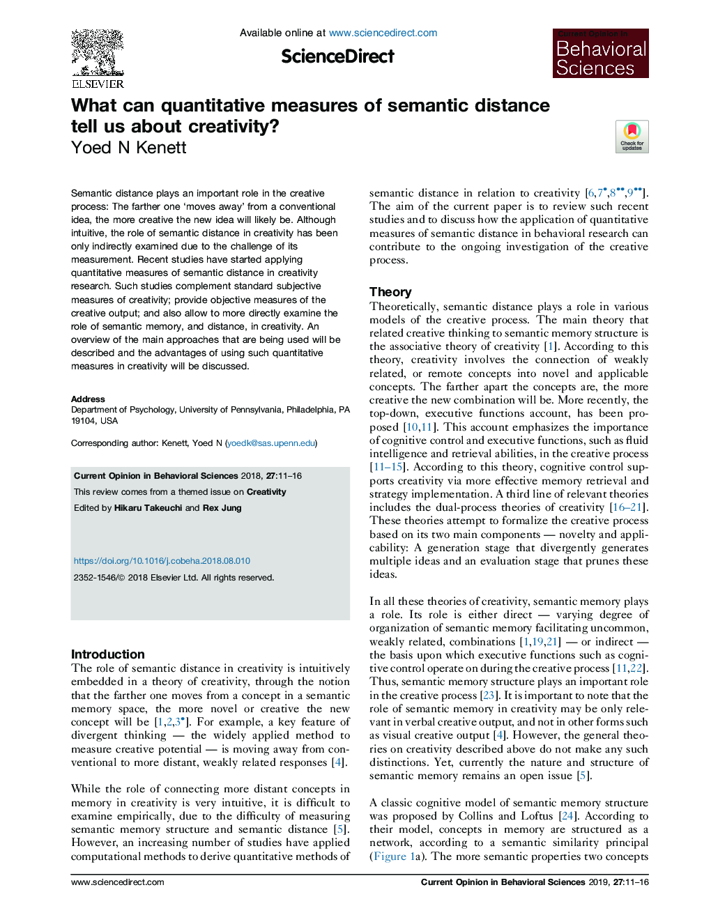 What can quantitative measures of semantic distance tell us about creativity?