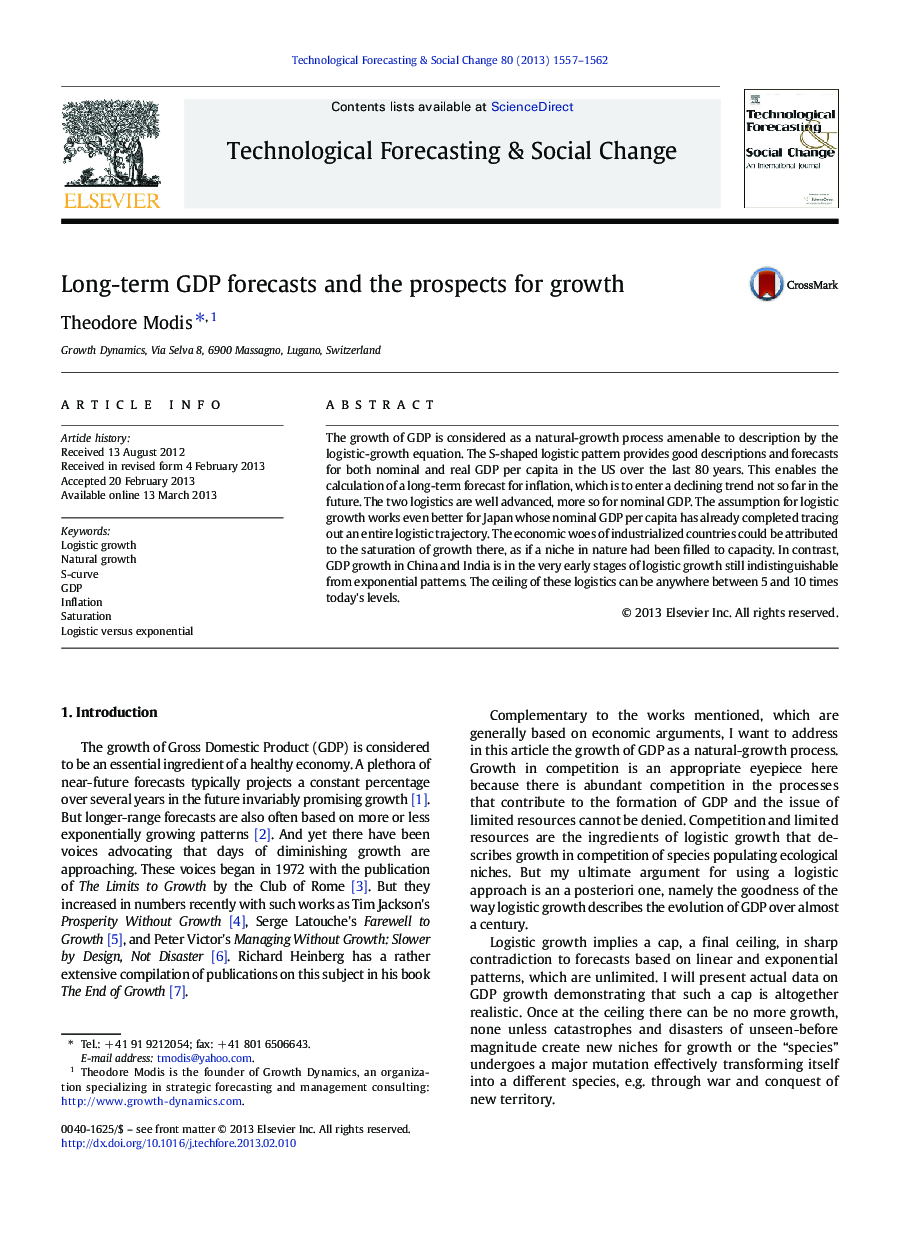 Long-term GDP forecasts and the prospects for growth